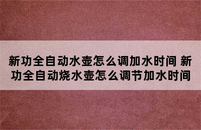 新功全自动水壶怎么调加水时间 新功全自动烧水壶怎么调节加水时间